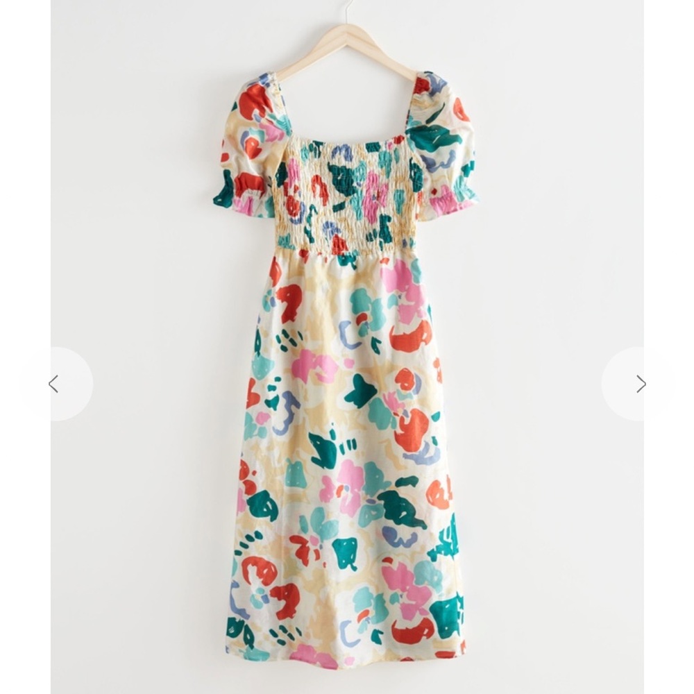 & OTHER STORIES PRINTED LINEN MIDI DRESS